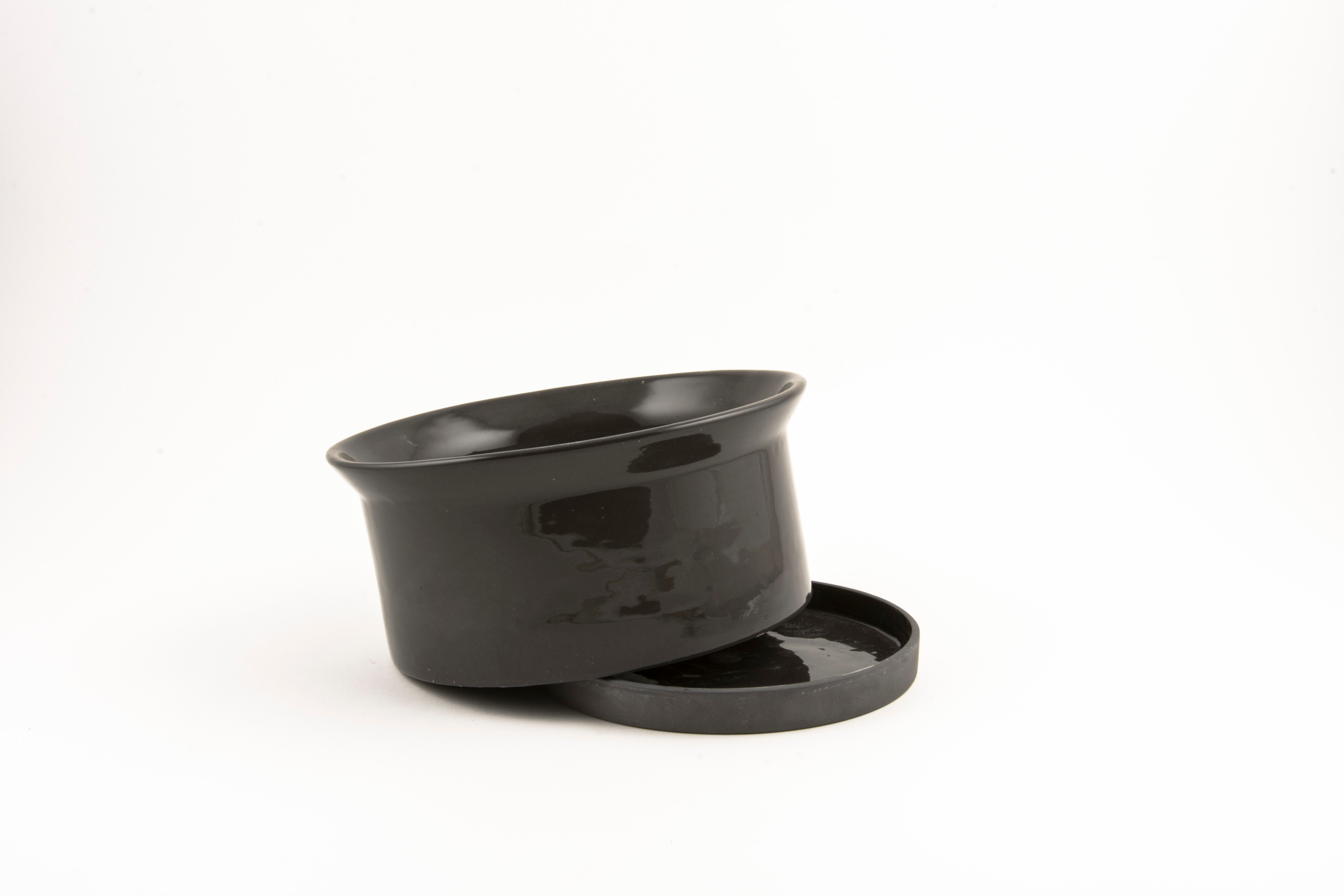 Kagu Interiors Wide Fine Ceramic Bowl with Plate - Black