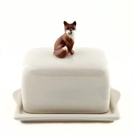 Quail Ceramics Ceramic Fox Butter Dish