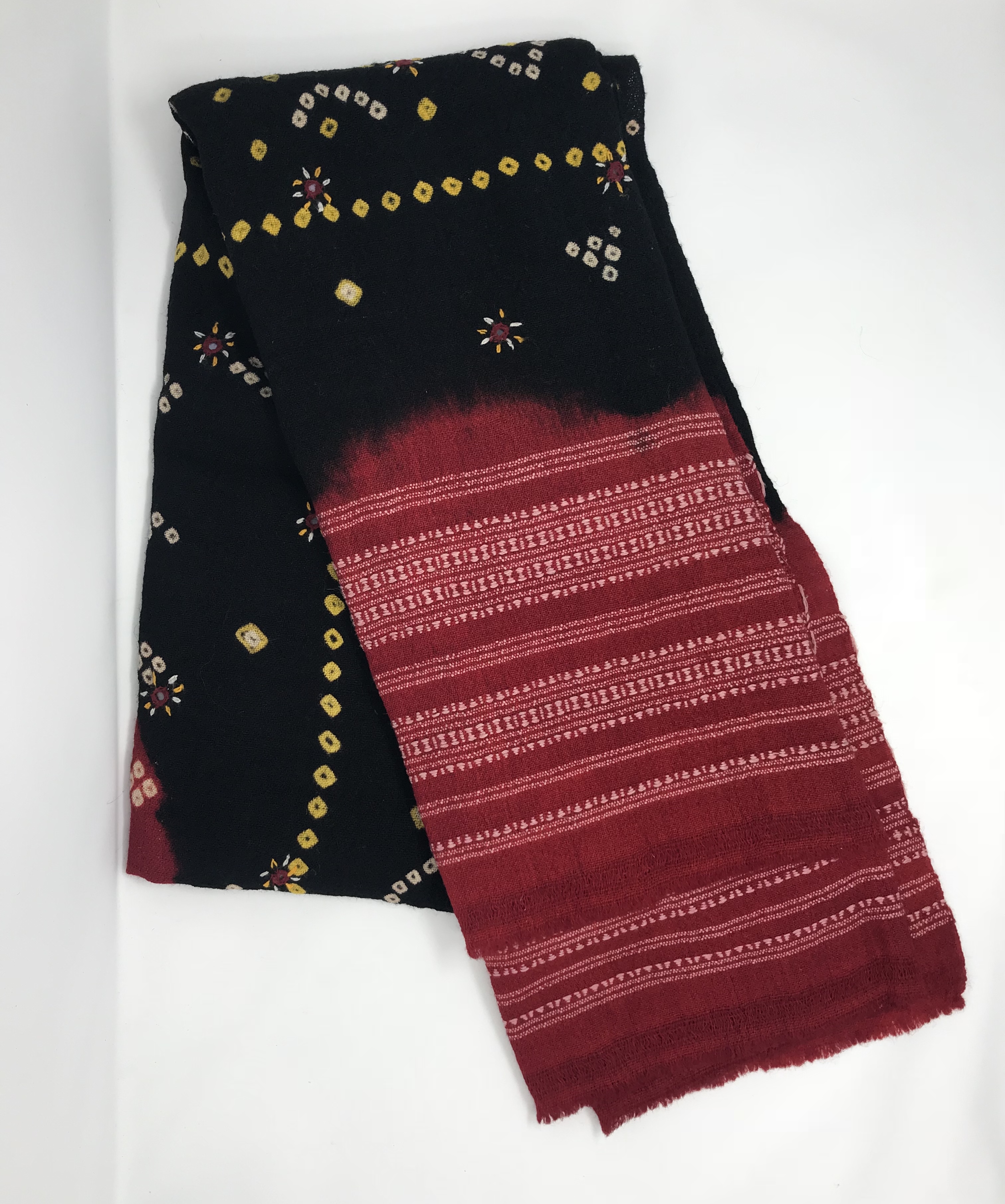 Pale & Interesting Artisan Bandhari Scarf Black and Scarlet