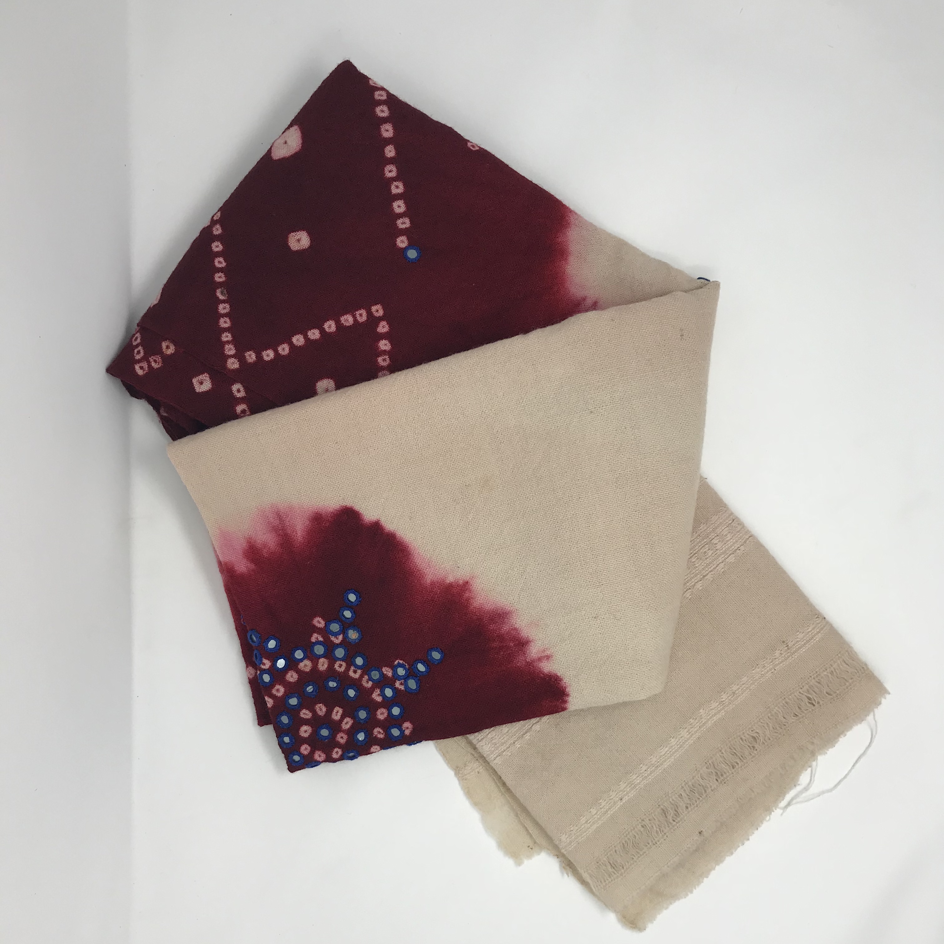 Pale & Interesting Artisan Bandhari Scarf in Cream and Magenta