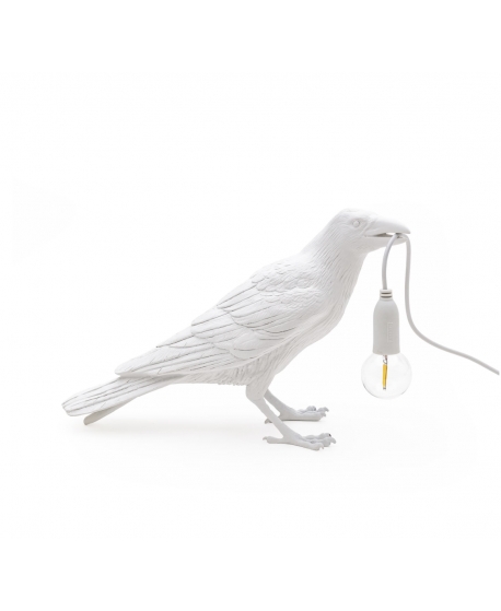 Seletti White Resin Bird Waiting Lamp