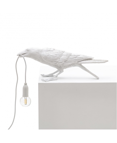 Seletti White Resin Bird Playing Lamp