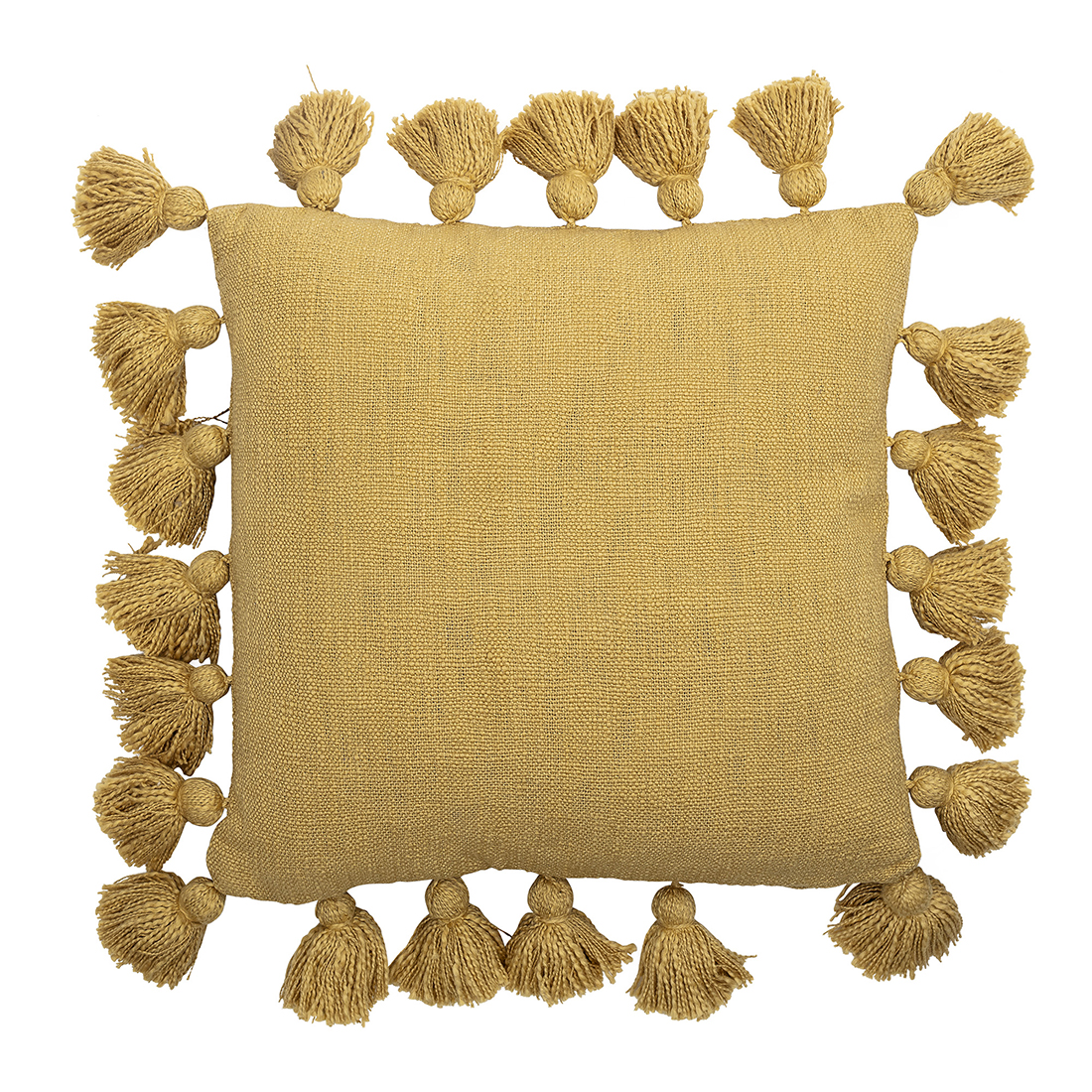 Bloomingville Yellow cushion with pompoms