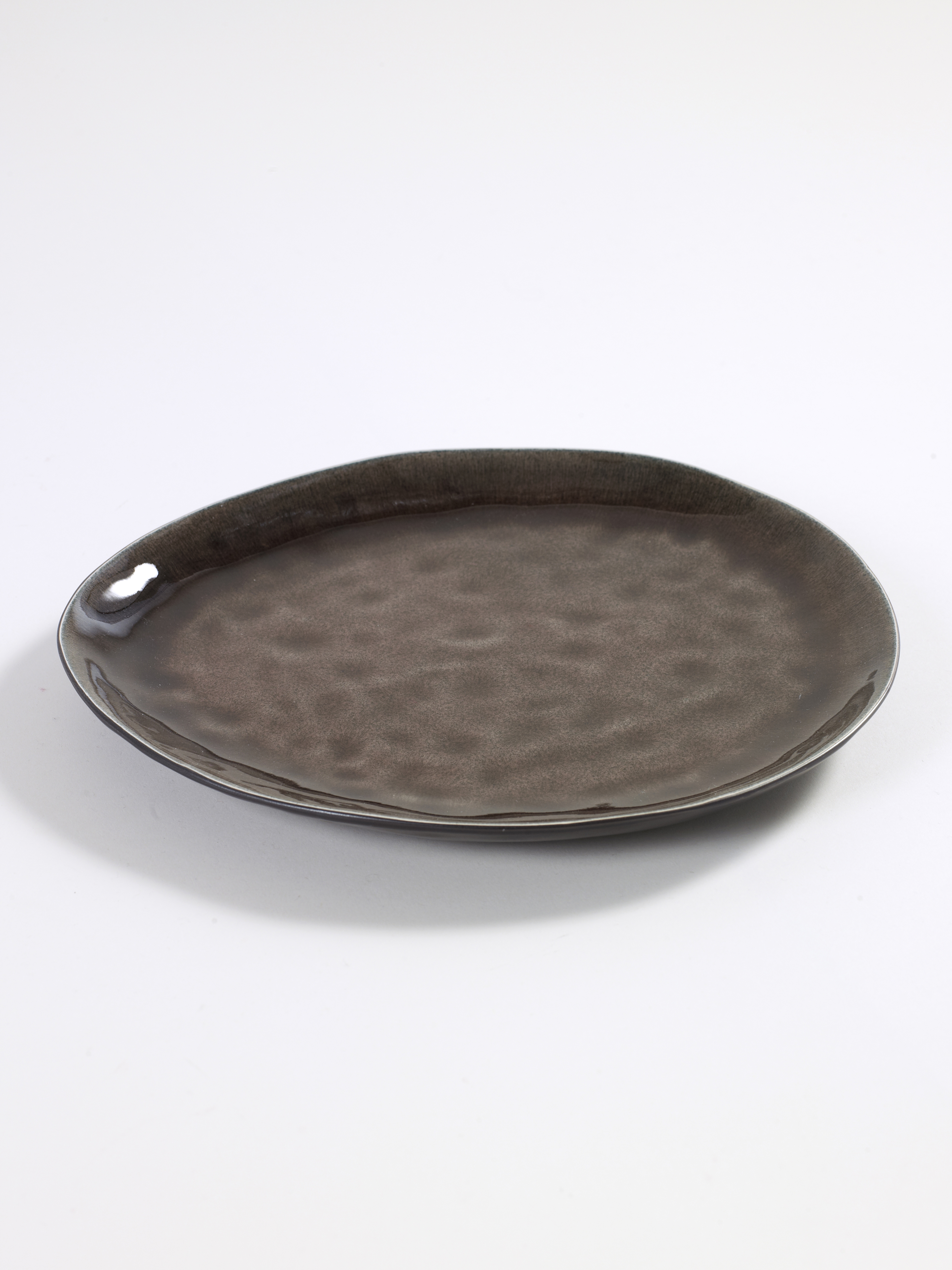 Pink Brown Earthenware Oval Plate