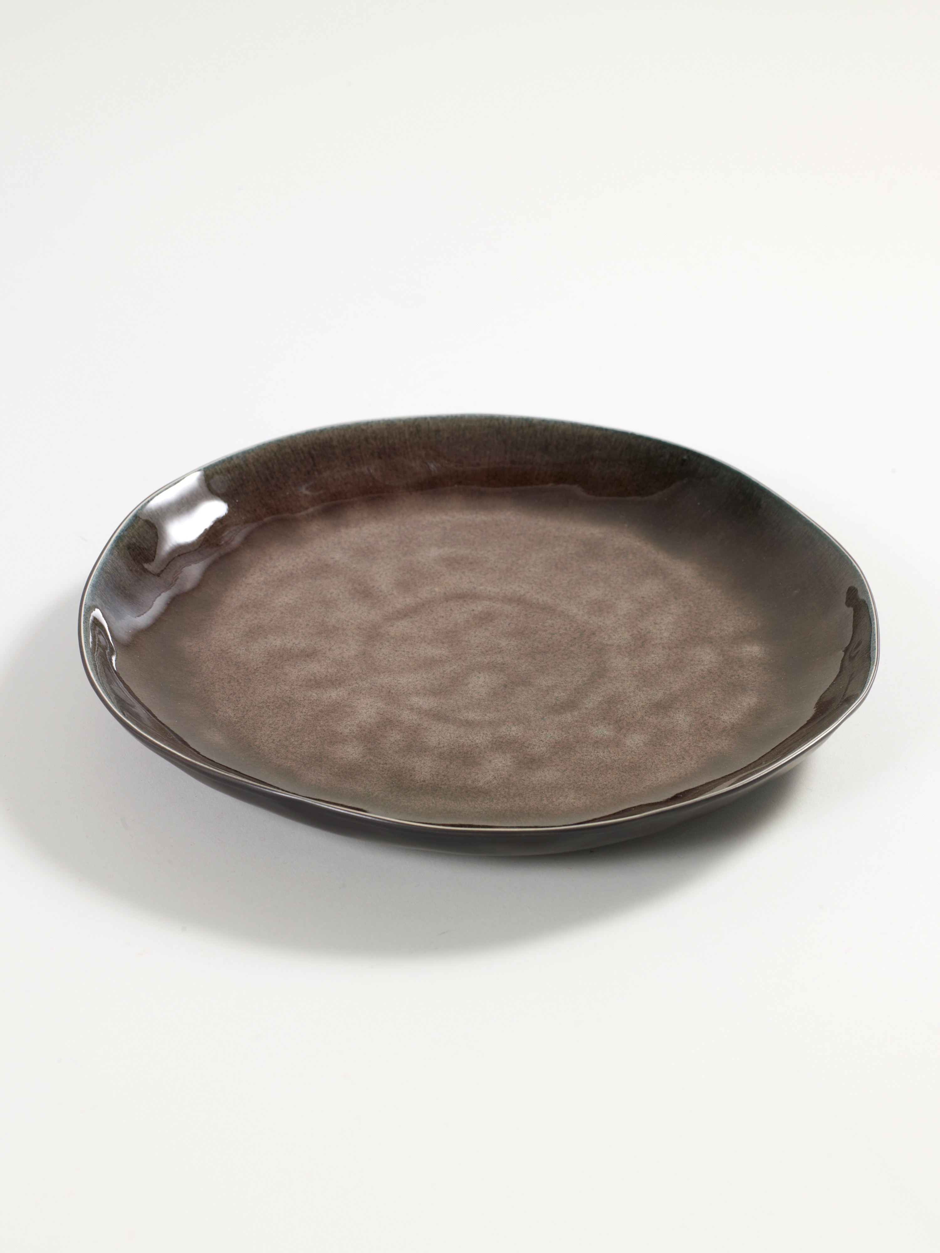 Pink Brown Earthenware Plate - Medium