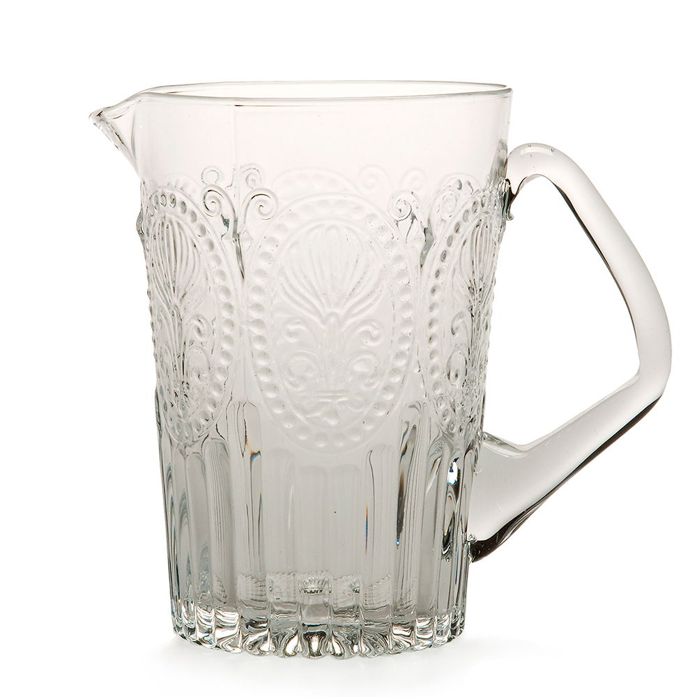 Van Verre Clear Fleur De Lys Glass Pitcher