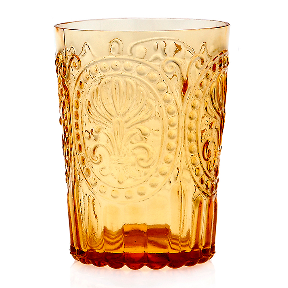 Van Verre Large Fleur De Lys Amber Glass Tumbler