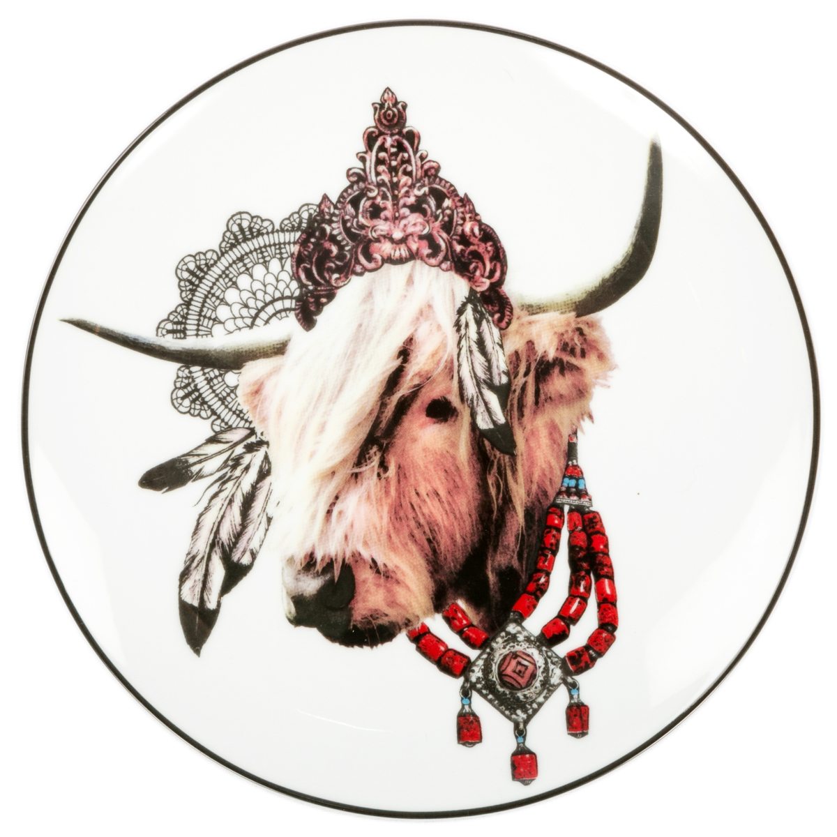 Angel des Montagnes Apache Style Cow Head Dessert Plates 