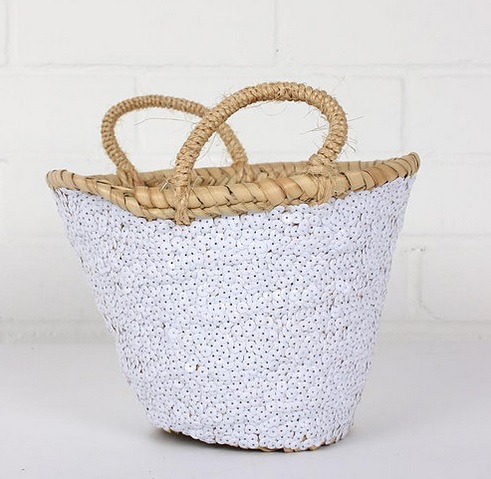 Bohemia White Mini Sequin Basket