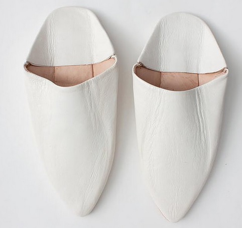 Bohemia Pointed Moroccan Babouche Slippers Antique White Small