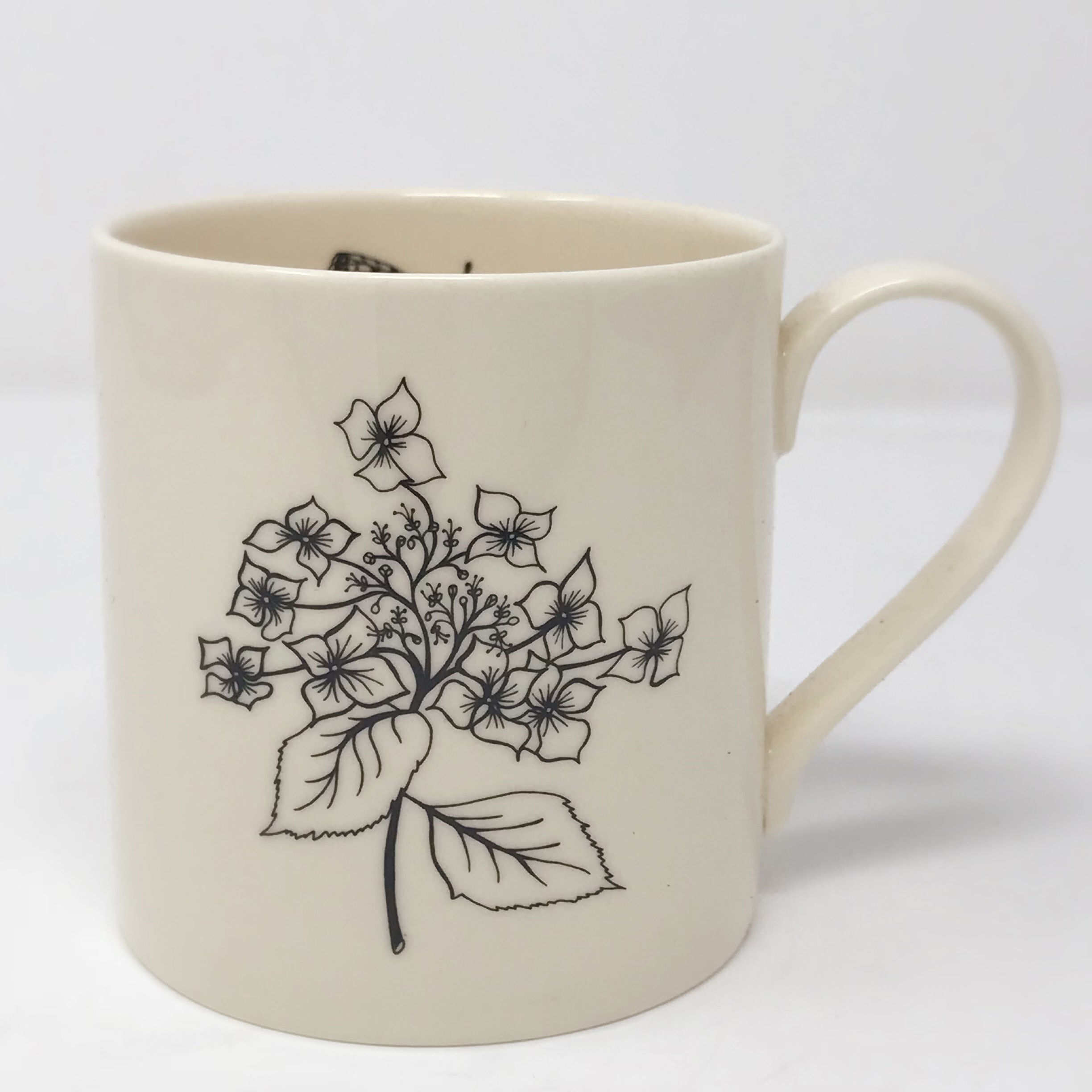 Pale & Interesting Hydrangea Butterfly Modern Botanicals Flower Mugs