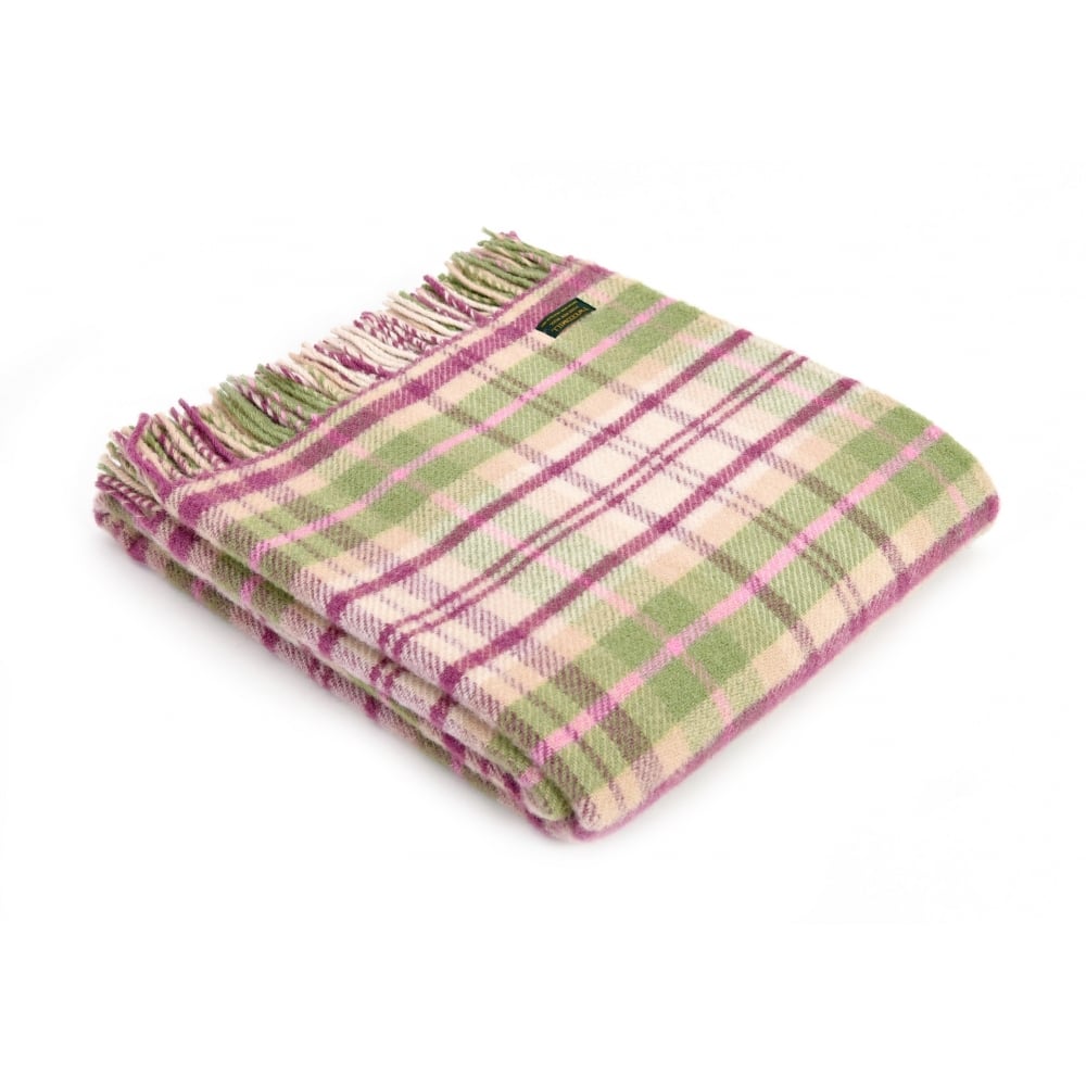 Tweedmill Pink Cottage Check Pure New Wool Throw 150cm x 183cm