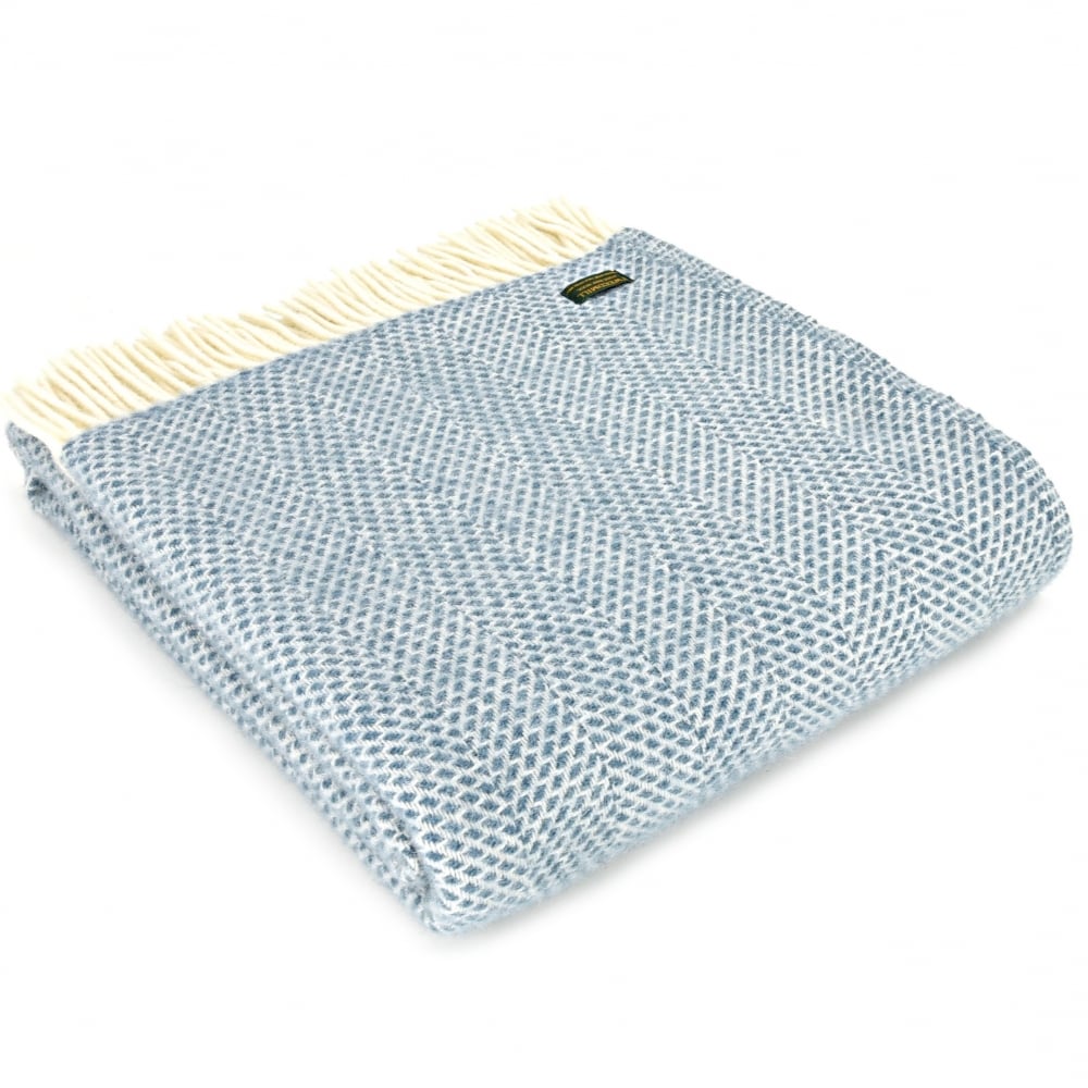 Tweedmill Petrol Blue Beehive Pure New Wool Throw 150cm x 183cm