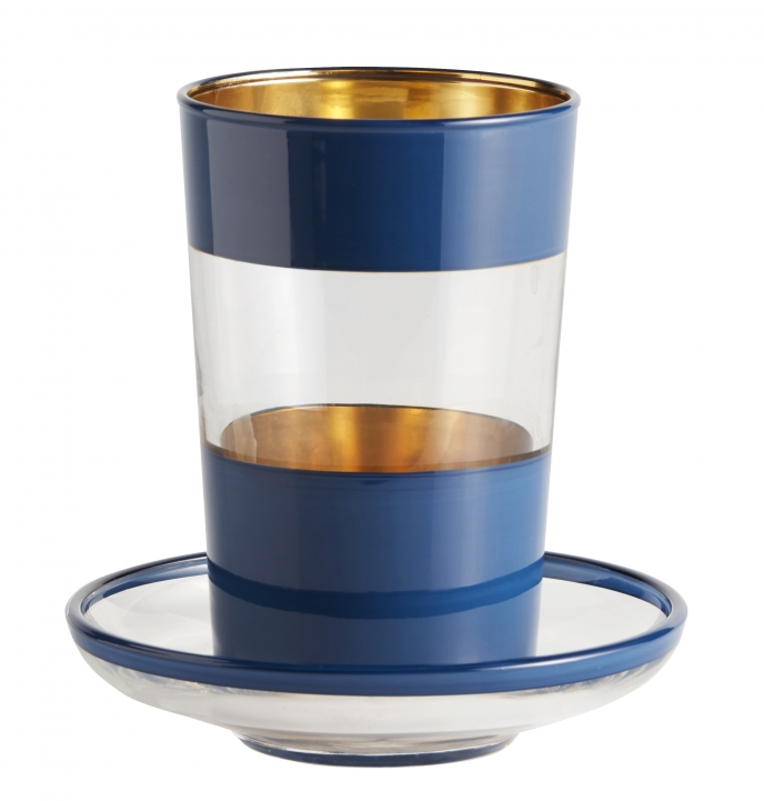 Nordal Blue and Gold Tea Glass With Saucer