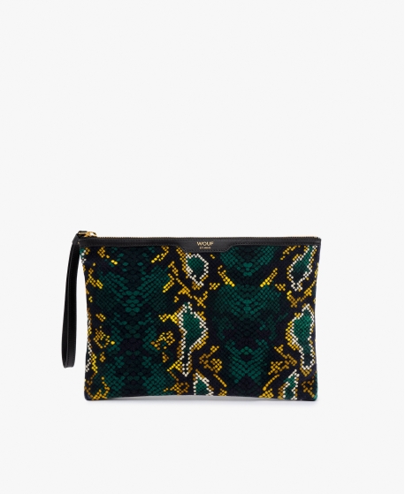 Wouf Large Snakeskin Velvet Night Clutch Bag