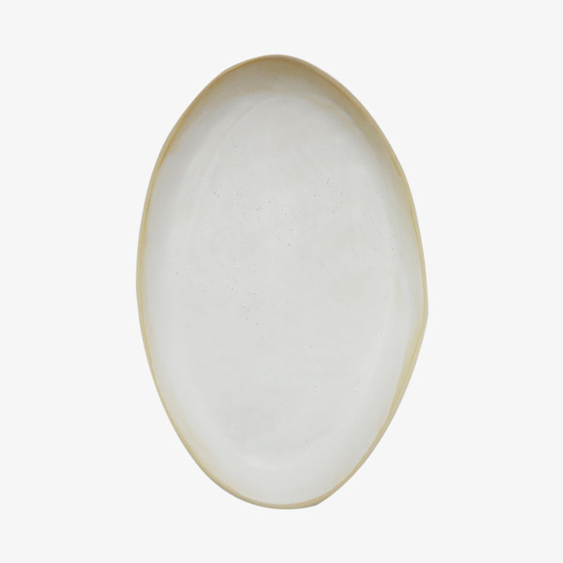 Margot Lhomme Glazed stoneware flat plate with edges and oval shape 29x19cm / white