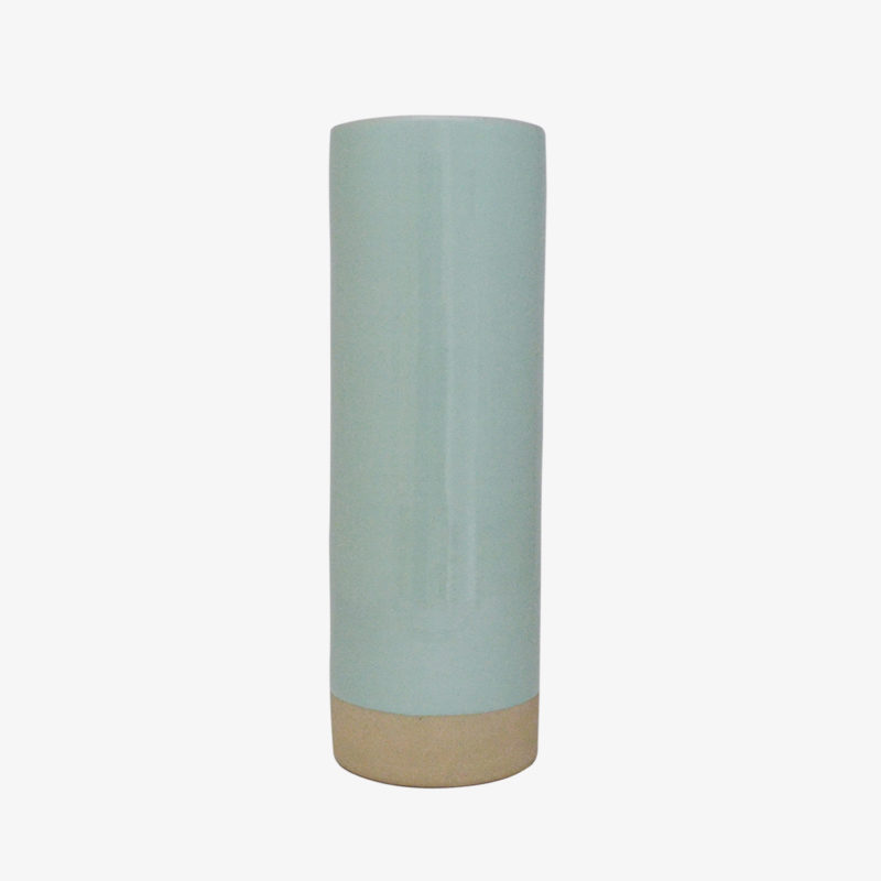 Les Guimards Blue Celadon Glazed Stoneware Tube Vase 