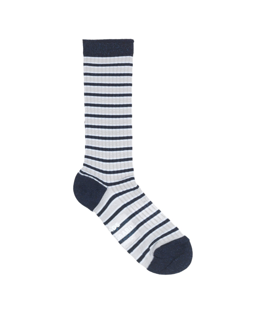 Mads Norgaard Grey Navy White Stripes Viscose Rib Andilla Socks