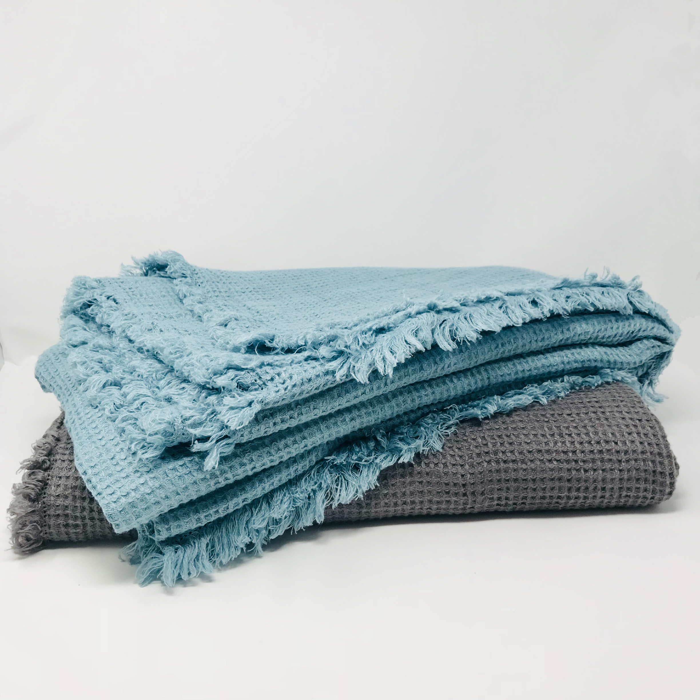 LinenMe Stonewashed Linen Waffle Weave Throw