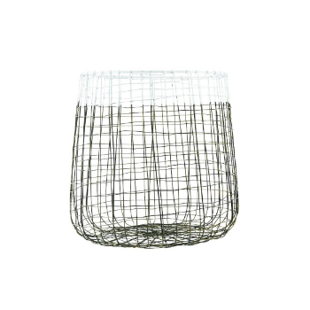 House Doctor Large White Wire High Basket With Rim