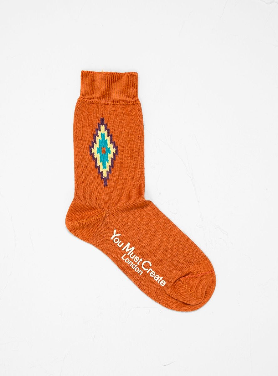 YMC Orange Ikat Sock