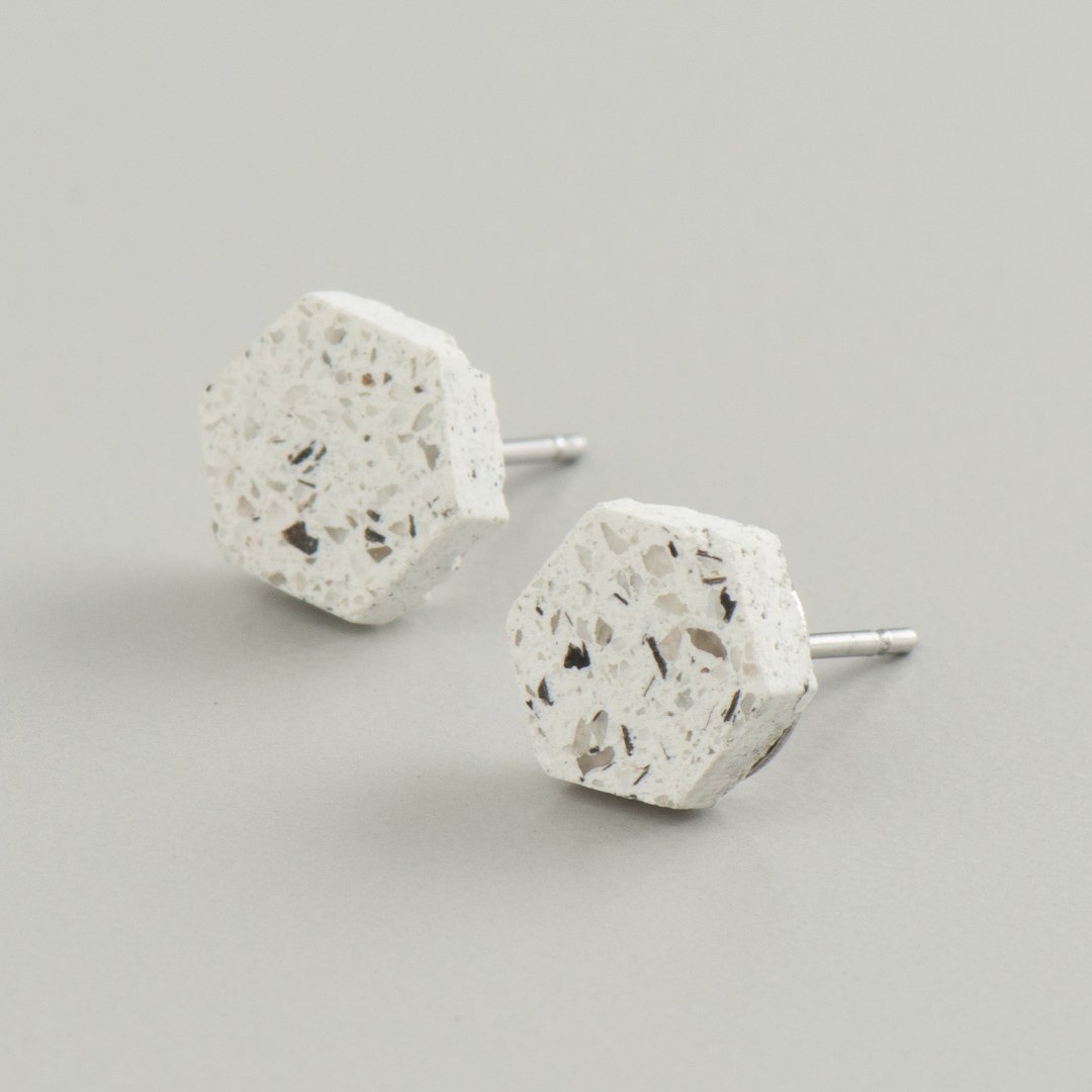 Promises Promises Hex White Ganite Earrings