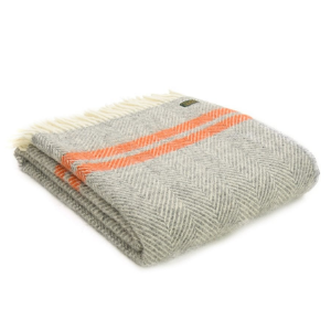 tweedmill-grey-and-pumpkin-fishbone-2-stripe-pure-new-wool-throw-150cm-x-183cm