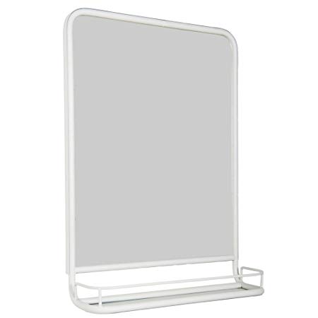 Ib Laursen White painted wall Mirror With Mini Shelf