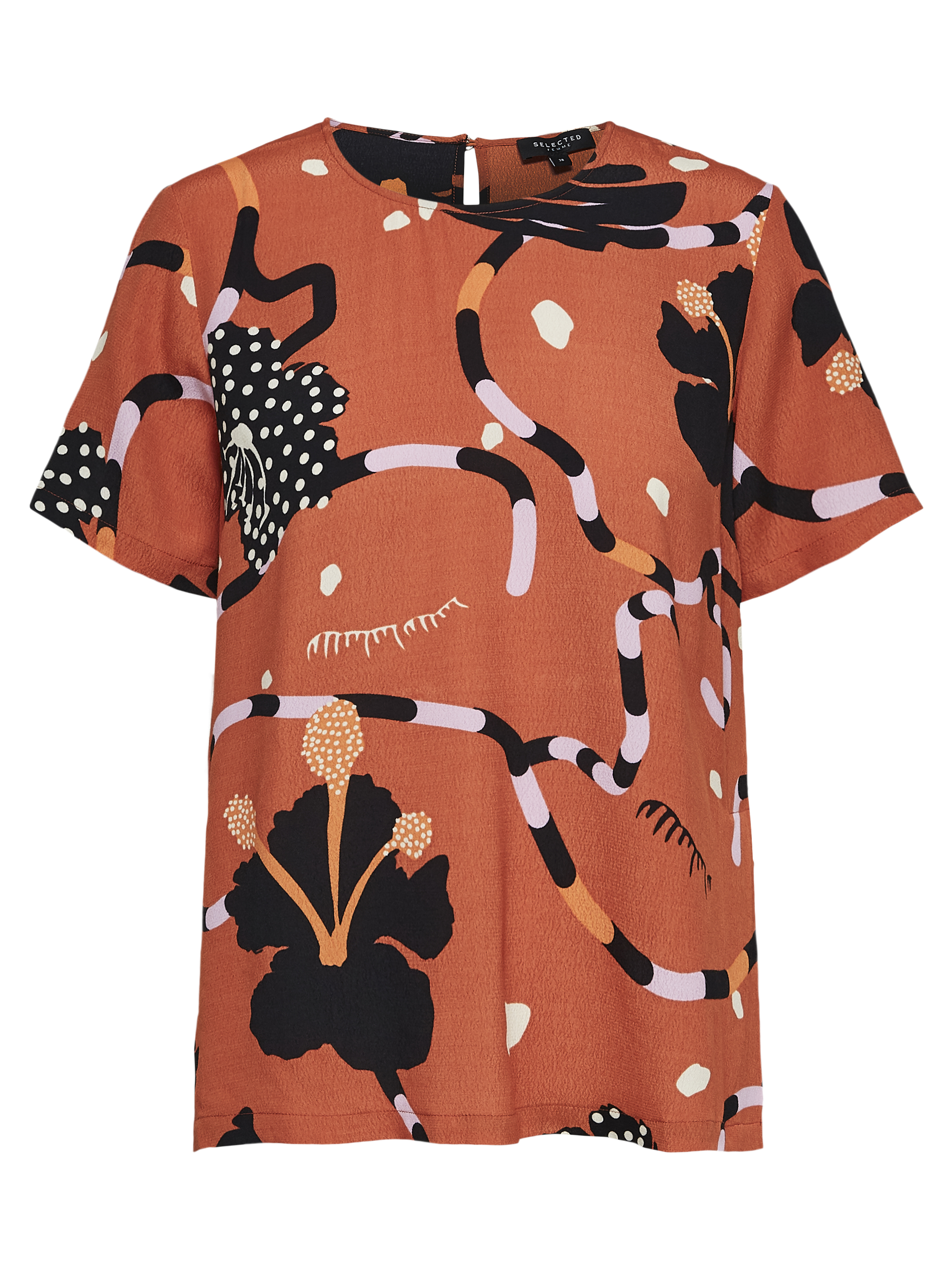 Selected Femme Printed Mango Kiara Short Sleeved Top 