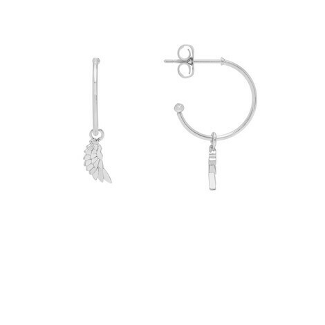 Estella Bartlett  Silver Wings Drop Hoop Earrings