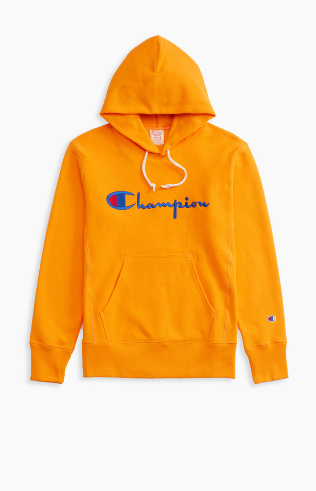 Champion Orange Script Logo Hoody