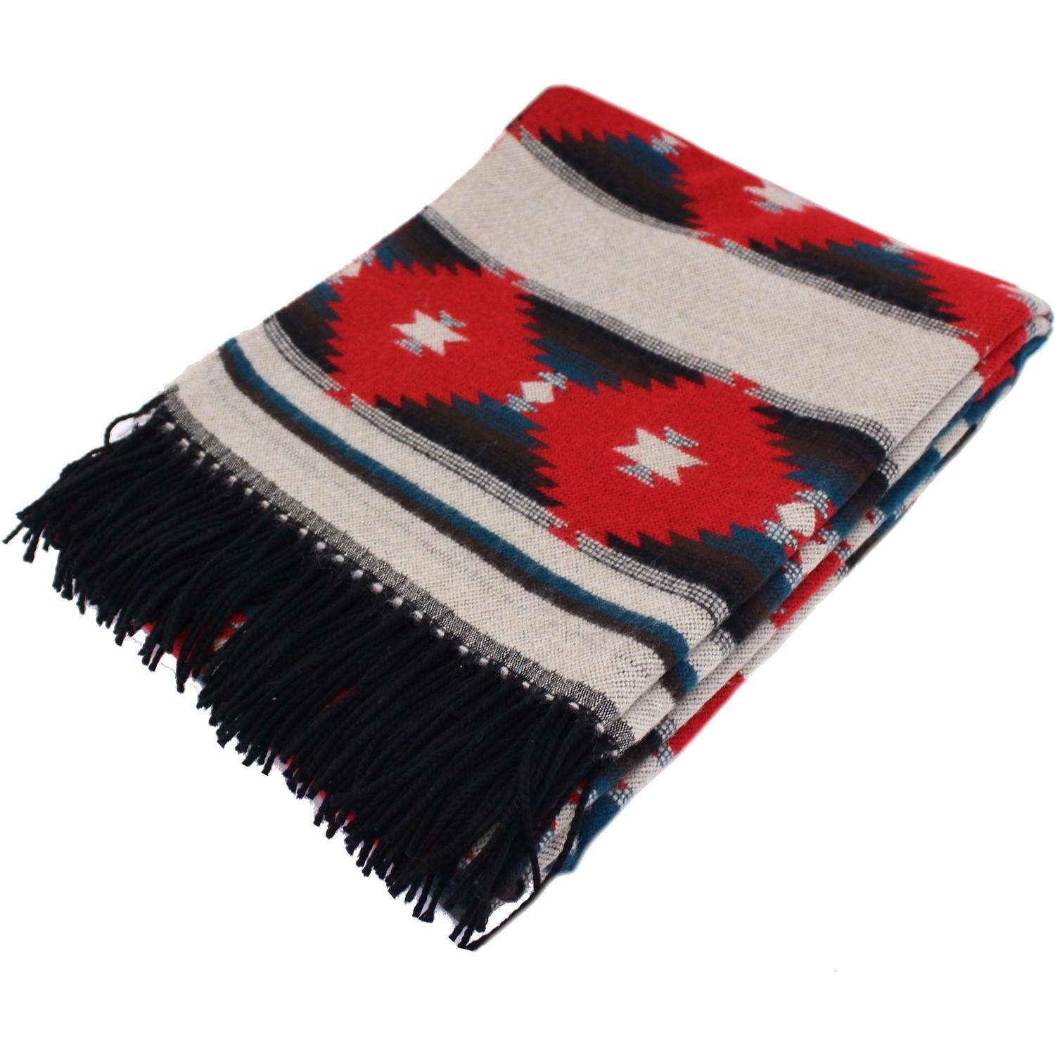 Angel des Montagnes Navajo  Style Teal and Red Throw 