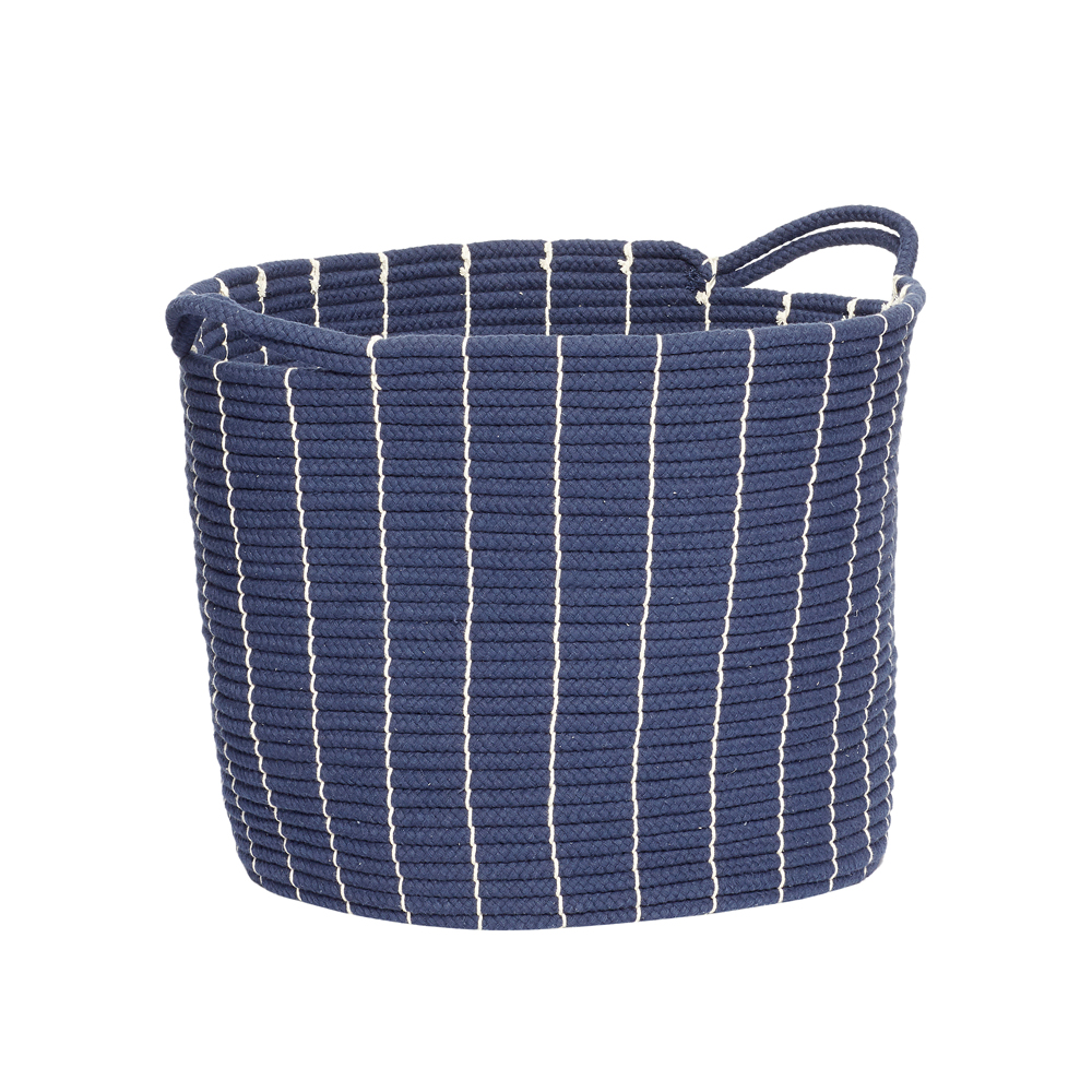 Hubsch Blue Cotton Basket With Two Handles in Medium Size