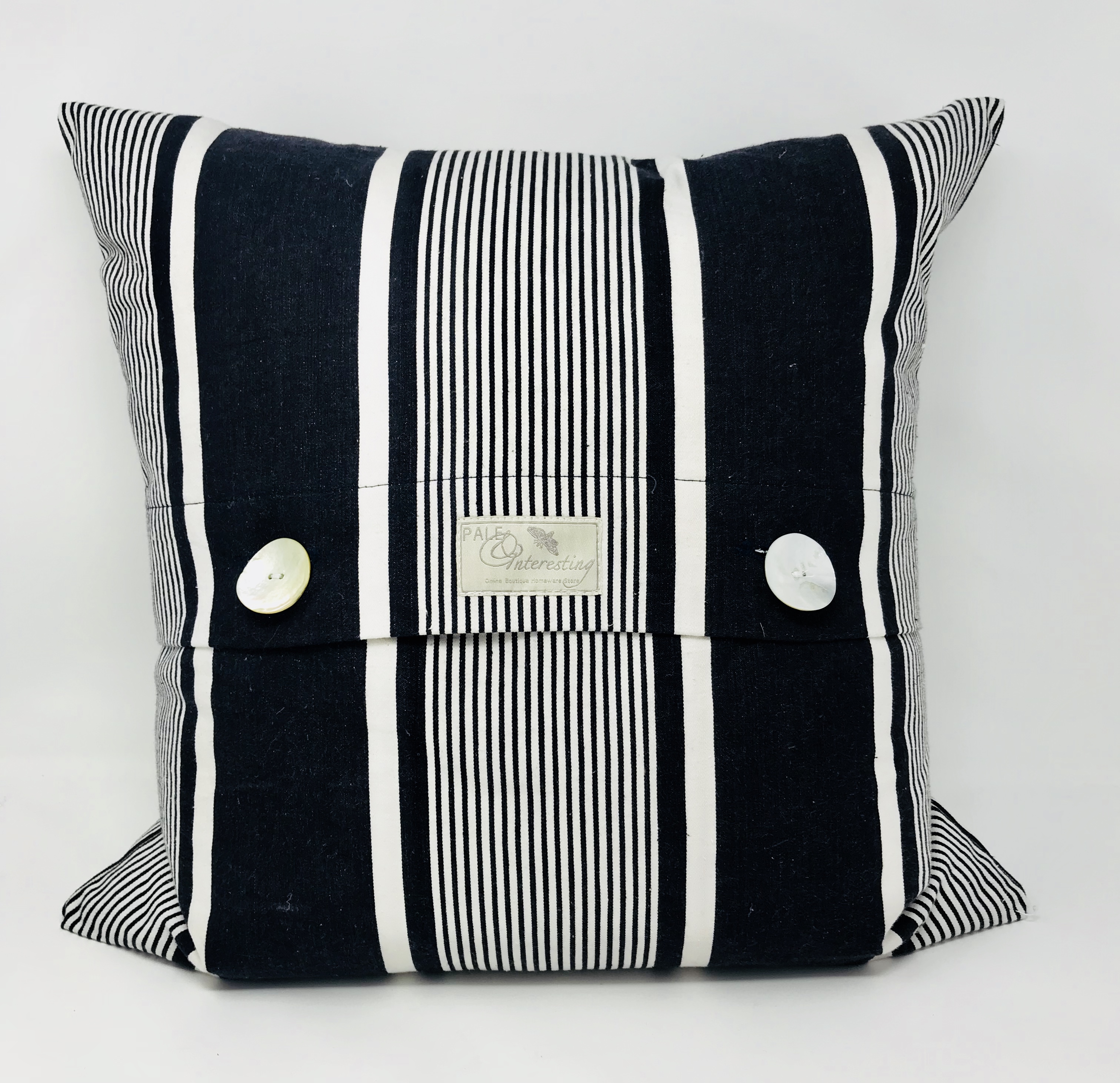 Pale & Interesting Navy and White Antique Ticking Cushion Cover