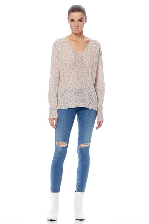 360 Cashmere Sylvia Animal Print Jumper in Purple Haze