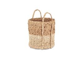 Handwoven Two Tone Natural Twist Basket - Small