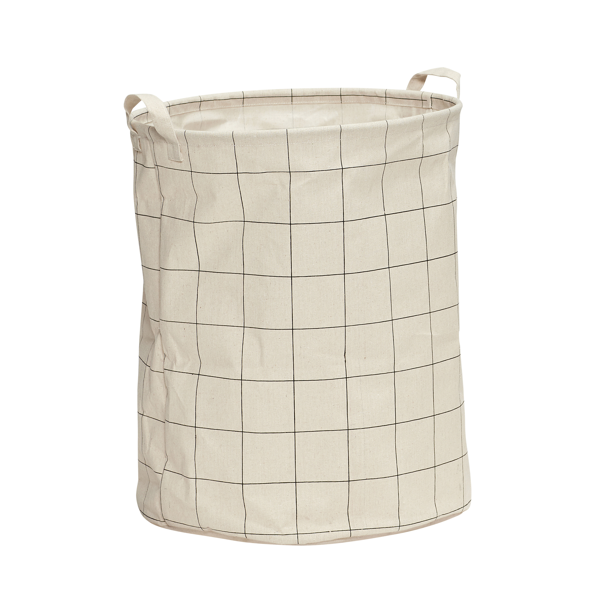 Hubsch Grids Print Waxed Inner Cotton Mix Laundry Basket in Large Size 