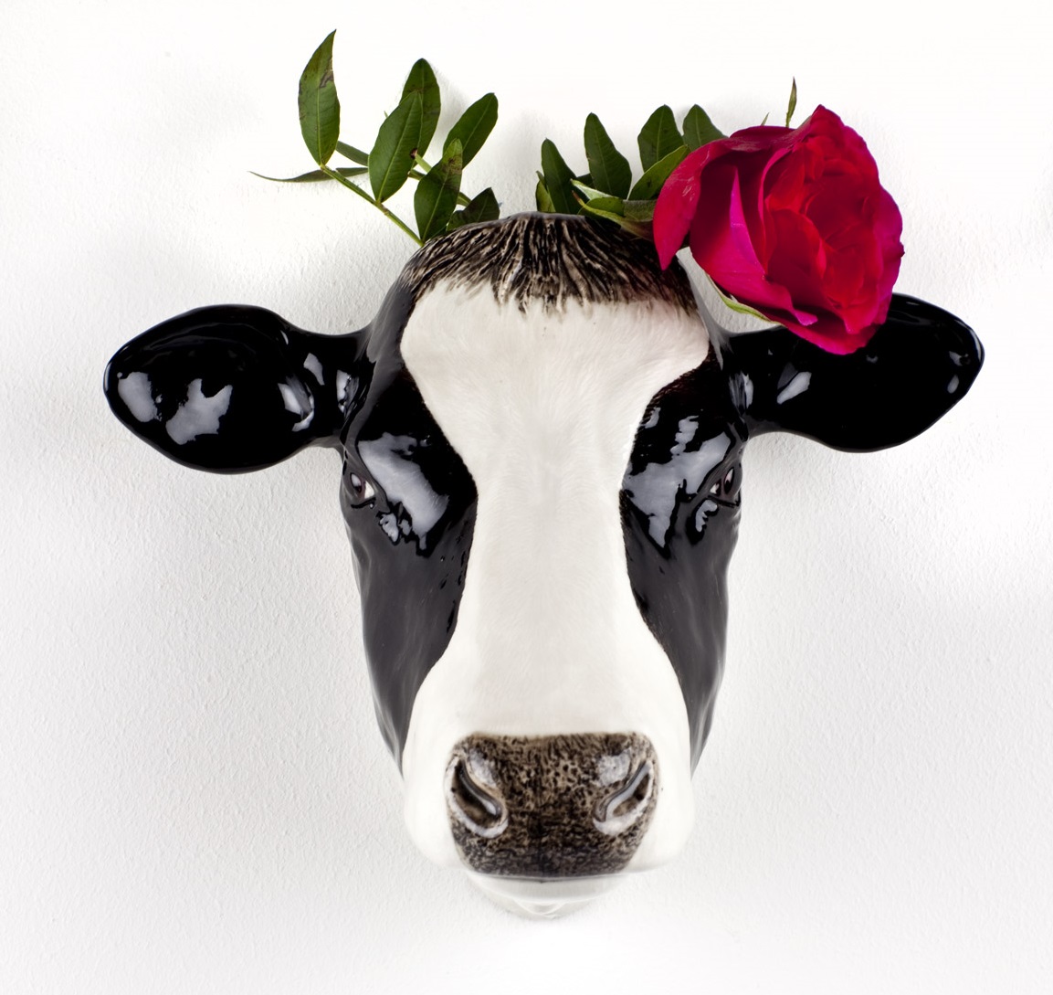 Quail Ceramics Friesian Cow Wall Vase