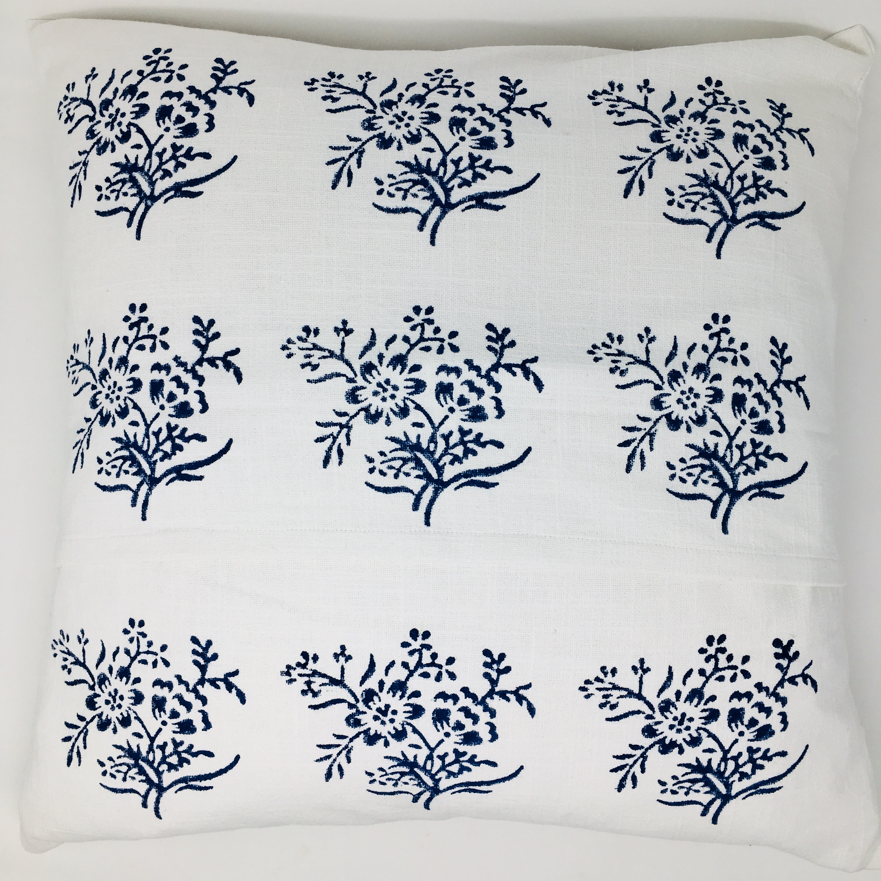 Pale & Interesting Indigo Sprig Hand Block Printed Cushion Cover