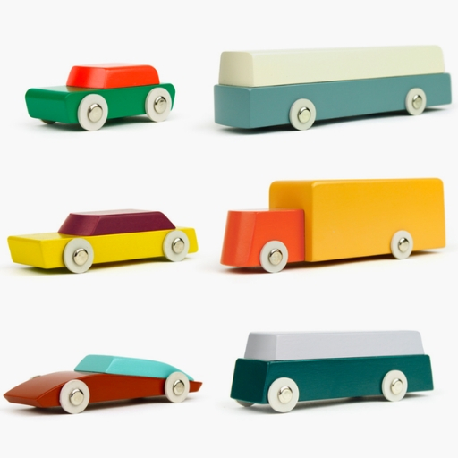 Ikonic Toys Set of 6 Wooden Toy Cars