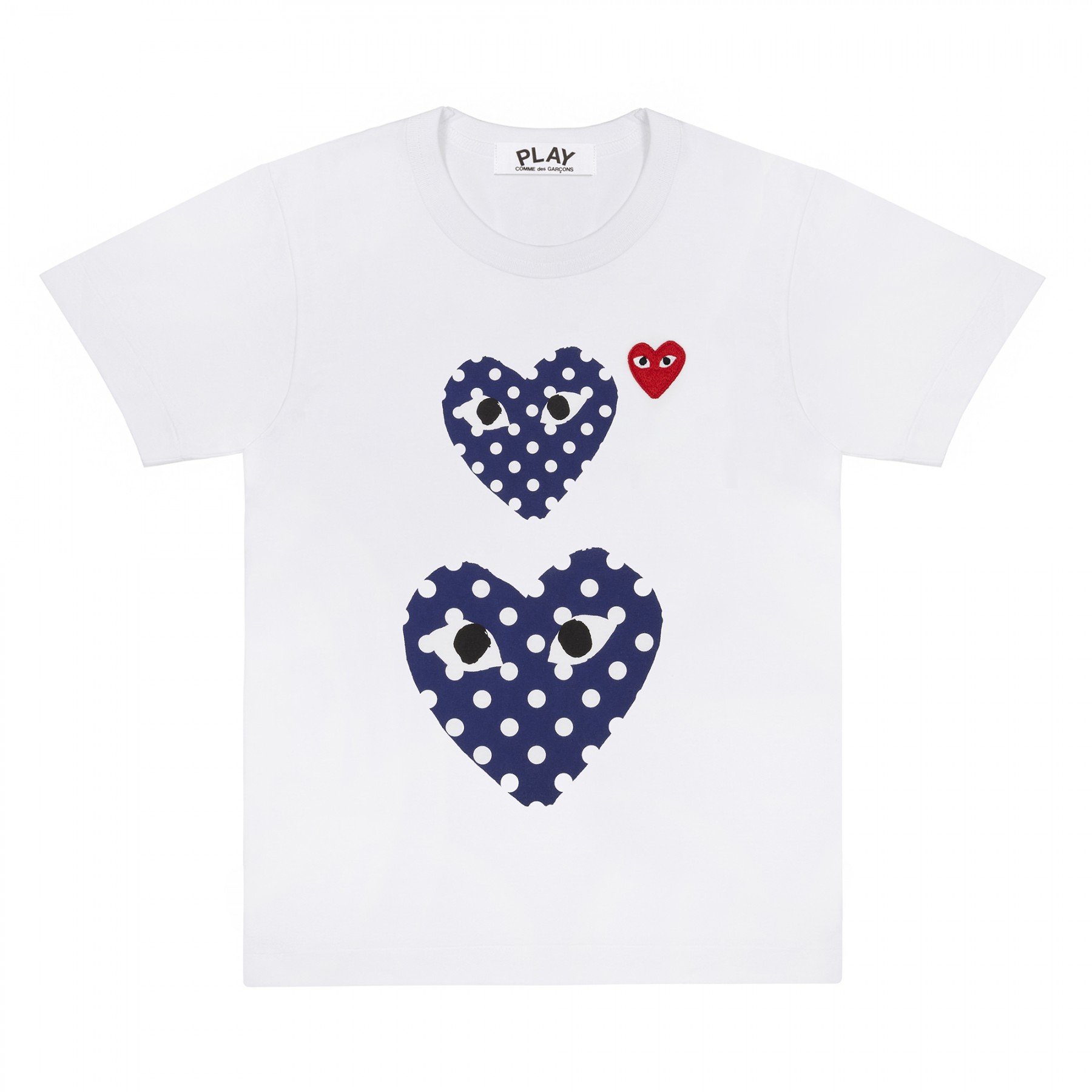 Comme Des Garcons Play Comme des Garçons Polka Dot Double Heart T-Shirt (White) P1T238