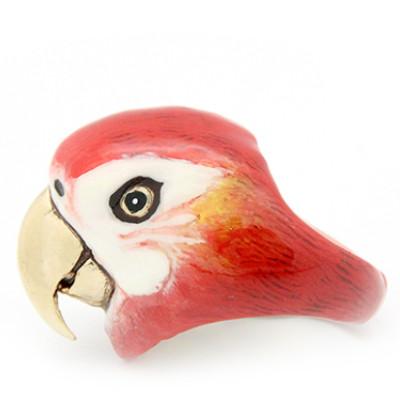 GOOD AFTER NINE Red Brass Sky Dancer Scarlet Macaw Parrot Ring