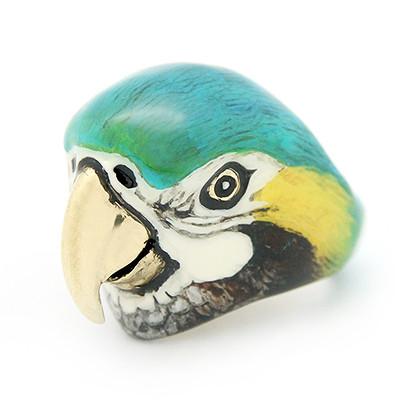 GOOD AFTER NINE Green Brass Sky Dancer Arara Macaw Parrot Ring