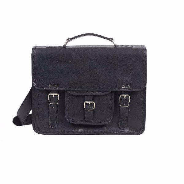 Vida Vida Black Leather Grande Satchel Laptop Bag