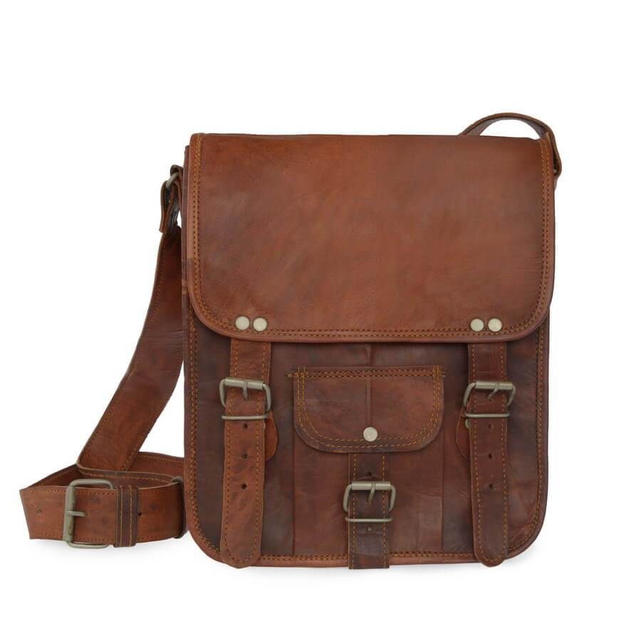 Vida Vida Midi Long Leather Satchel with Front Pocket