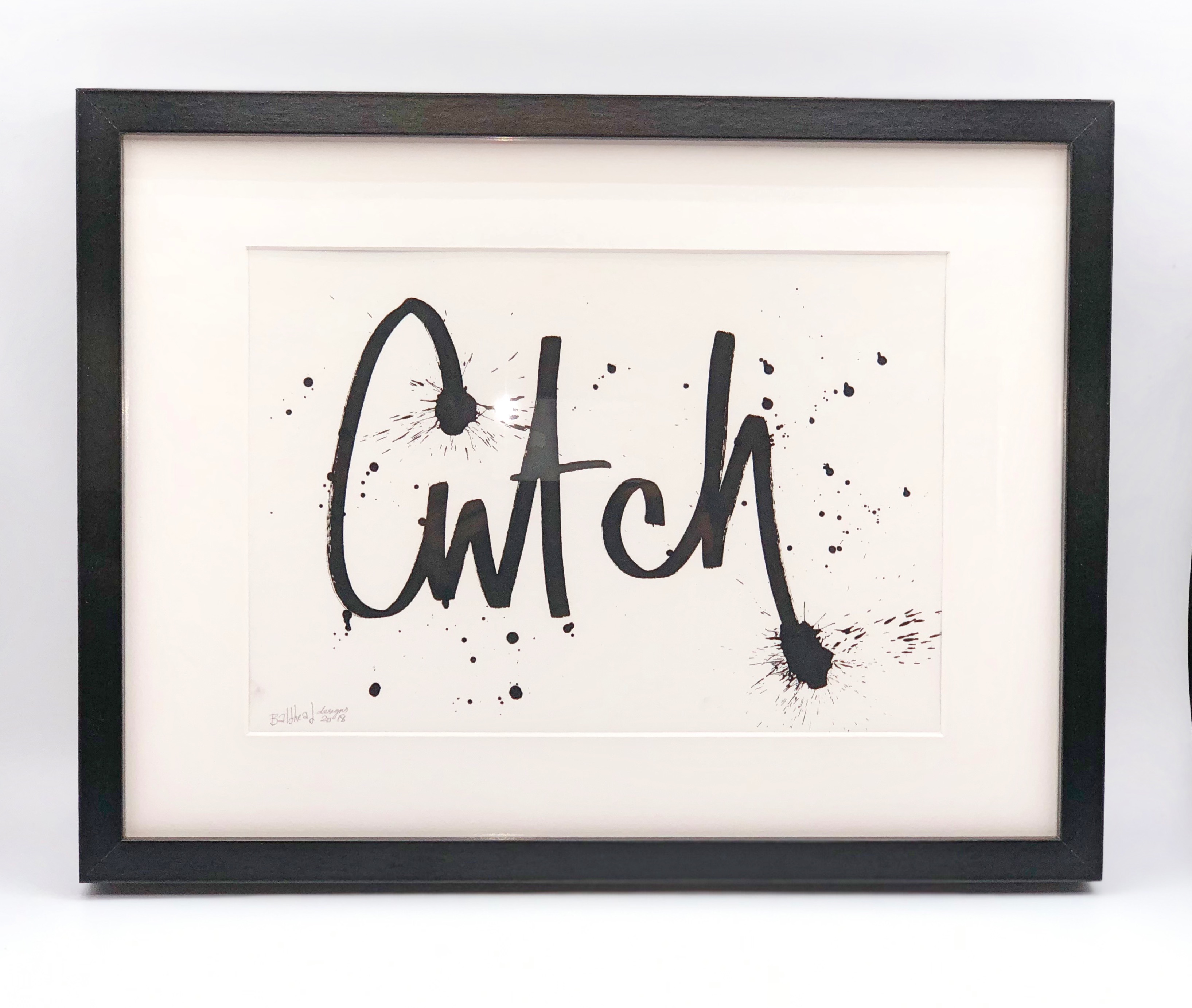 Baldhead Designs London Framed Monochrome Hand painted Cwtch Word Art 