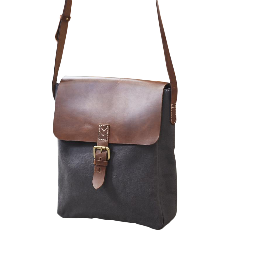 Vida Vida Leather and Canvas Messenger Bag