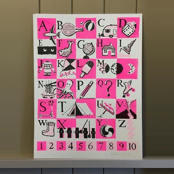 Petra Boase Risograph Print - Pink Alphabet