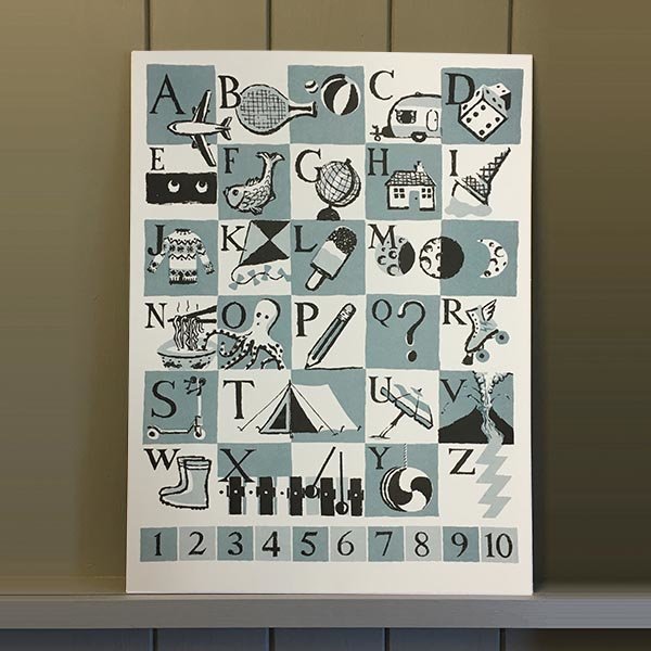 Petra Boase Risograph Print- Teal Alphabet