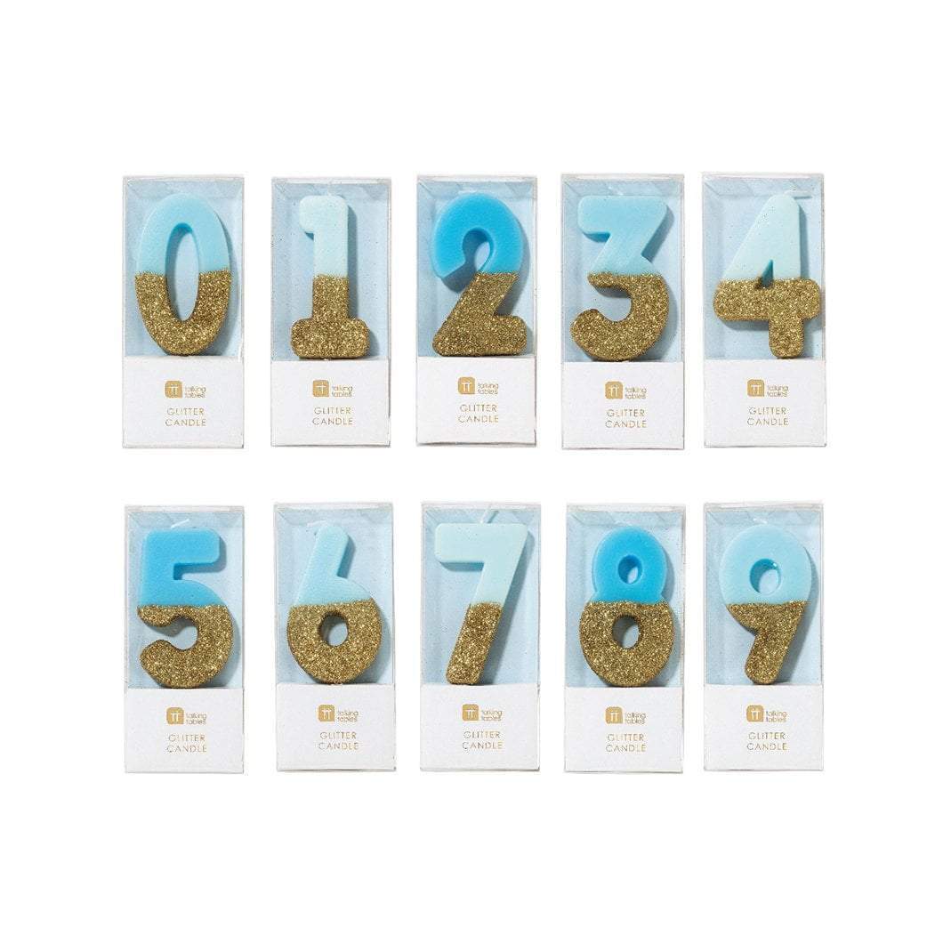 Talking Tables Blue Number Glitter Candle